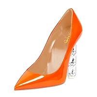 XYD Women Closed Pointed Toe Pumps Crystal Square Block High Heels (105mm) Slip On Evening Prom Sexy Shoes