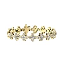 Diamond2Deal 6.75 Ct 14K Gold Flower Bracelet (6 3/4Ct, I-J Color, I2-I3 Clarity), Length 7