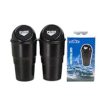 Automotive Cup Holder Trash Can, Auto Mini Car Garbage Can Vehicle Rubbish Bins with Lid for Car Office Home Bedroom (2 Pack, Black)