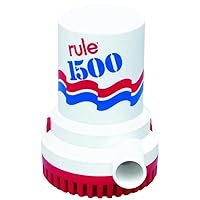 Rule 02-6, Bilge Pump, 1500 GPH, Non-Automatic, 12 Volt with 6 Foot Wire Leads