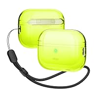 elago Compatible with AirPods Pro 2nd Generation Case Clear with Lanyard - Compatible with AirPods Pro 2 Case, Protective Cover, Shockproof, Wireless Charging, Reduced Yellowing [Neon Yellow]