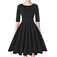 MINTLIMIT Women's 1950s Retro Vintage Cocktail Party 3/4 Sleeve Swing Dress