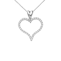 DIAMOND OPEN HEART CHARM PENDANT NECKLACE IN STERLING SILVER - Pendant/Necklace Option: Pendant Only