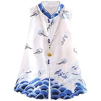 Spring Summer Organza Vest Top Chinese Style Retro Embroidery Blue and White Porcelain Elegant Lady Vest Female