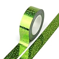 Syntego Solid Foil Holographic Glitter Effect Washi Tape Decorative Self Adhesive Masking Tape 15mm x 5m (Green)