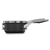 Calphalon Premier Space Saving 1.5 Quart Sauce Pan with Lid, Hard-Anodized Nonstick Cookware with MineralShield Technology, Dishwasher and Oven Safe