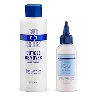 Blue Cross Hydrating, Moisturizing, Strengthening Cuticle Remover Liquid + Cream for Brittle Nails, Hang Nails + Dry Cuticles, Made in USA, 2oz Cream + 6oz Liquid Remover