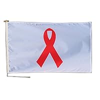 HIV AIDS Awareness Red Flag England with Rope and Toggle - Various Sizes (1 1/2 Yards (53
