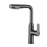Faucets,3 Way Kitchen Tap, Kitchen Mixer Taps with Pull Out Spray Brass 3 in 1 Kitchen Tap Swivel Kitchen Sink Tap/Grey
