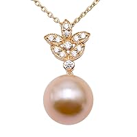 JYX Pearl 14K Gold Pendant AAA Quality 12mm Round Golden South Sea Cultured Pearl Pendant Necklace 18