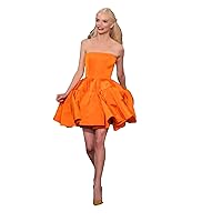 Women's Satin Prom Dress Orange Sweet Cute Short Party Dresses Simple Elegant Homecoming Party Prom Dresses