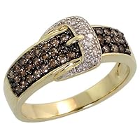 Silver City Jewelry 14k Gold Fancy Brown Diamond Belt Buckle Ring 0.50 cttw Two Tone Diamonds 3/8 inch