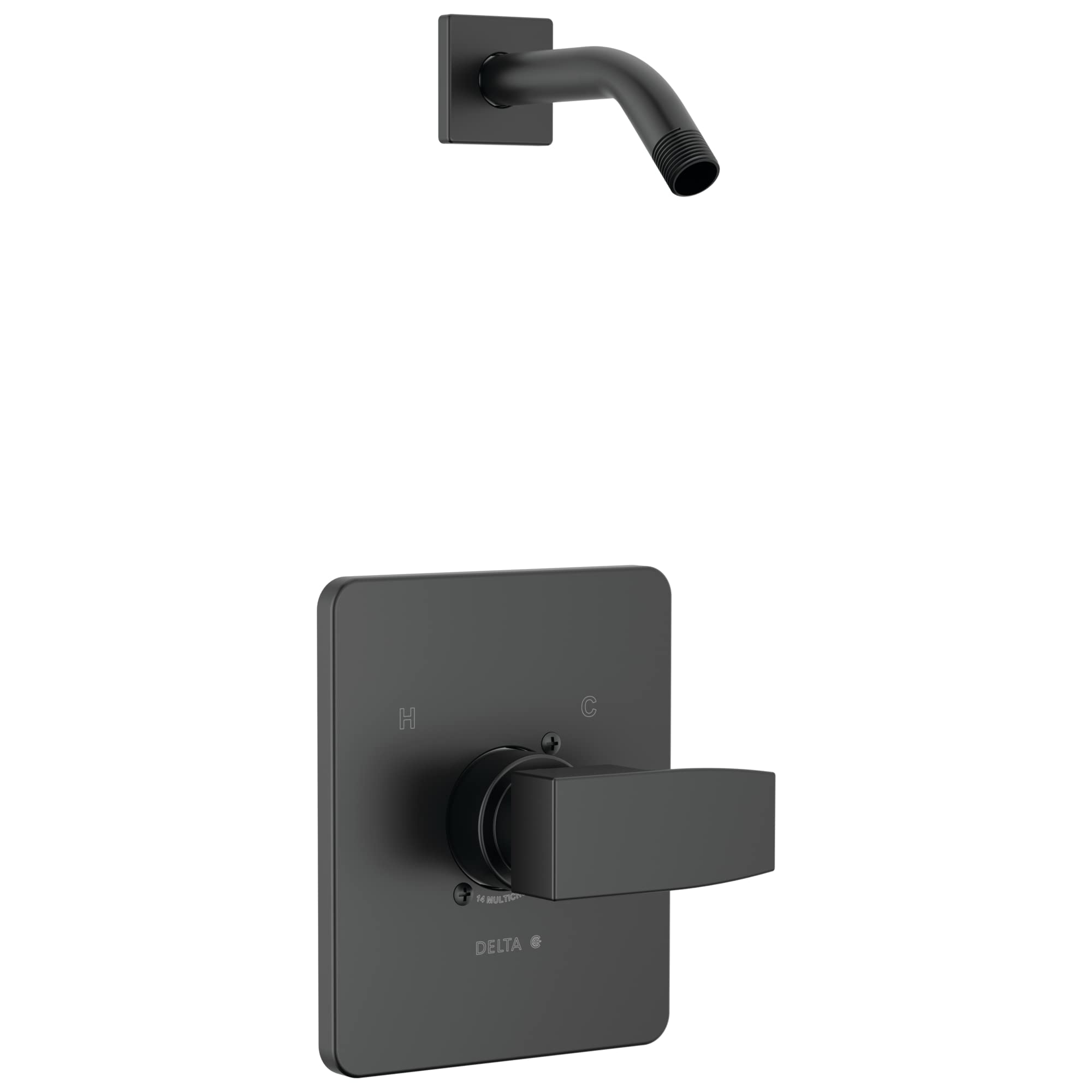 Delta Faucet Modern Single Handle Matte Black Shower Faucet Set, Matte Black Shower Trim Kit, Shower Fixtures, Shower Handle, Matte Black T14267-BLLHD-PP (Shower Head and Valve Not Included)
