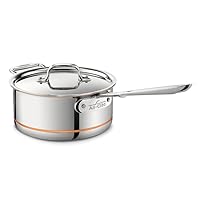 All-Clad Copper Core 5-Ply Stainless Steel Sauce Pan 3 Quart Induction Oven Broiler Safe 600F Pots and Pans, Cookware Silver