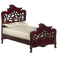 Dollhouse Victorian Art Nouveau Double Bed JBM Mahogany Bedroom Furniture