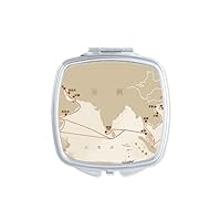 Along the Way to the Silk Road Map Mirror Portable Compact Pocket Makeup Double Sided Glass