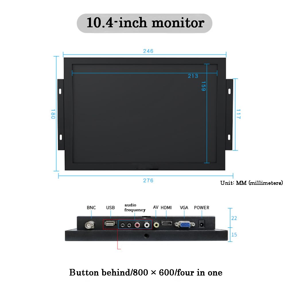SECDIN 10.4 Open Frame Industrial Monitor/Metal Monitor with VGA/AV/BNC/HDMI Computer LED Monitor 800 * 600