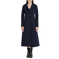 Women's Charming Warm Wool Blend Jacket Overcoat Double Breasted Slant Pockets Max-Long Winter Coat