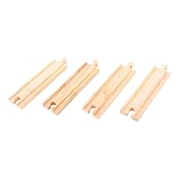 Bigjigs Rail Medium Straights (Pack of 4) - Other Major Wooden Rail Brands are Compatible