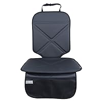 Viaviat Car Seat Protector Leather Waterproof Child Safety Seat Protector Cover with Thick Pad and 2 Large Pockets Durable Kick Mat for All Auto Seat (Black)