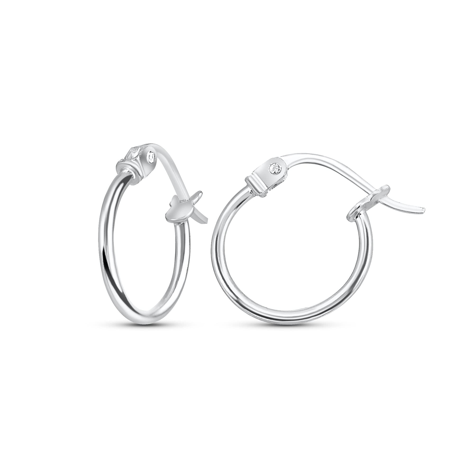 Sterling Silver Thin Light Polished Round Post Hoop Earrings for Women Girls Men, 1-3 Pairs Jewelry Sets