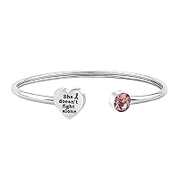 BNQL Breast Cancer Awareness Bracelet Cancer Awareness Jewelry Pink Ribbon Bracelet She Doesn’t Fight Alone