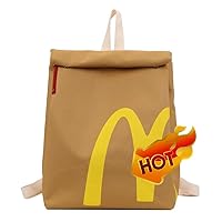Classic Funny Retro Paper Bag Large Capacity Backpack Cute Personalized Shoulder Crossbody Bag Casual Canvas Backpack Notebook Bag