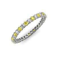 Round Yellow Sapphire Diamond 1 7/8 ctw Women Eternity Ring Stackable 14K Gold