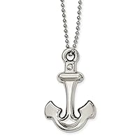 Stainless Steel Hollow Fancy Lobster Closure Polished Nautical Ship Mariner Anchor Necklace 22 Inch Measures 33.2mm Wide Jewelry for Women