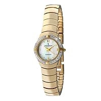 Peugeot Ladies Goldtone .10c Diamond Bezel Bracelet Watch with a Round Dial and Jewelery Style Self Adjustable Bracelet