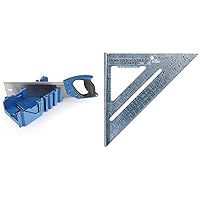 Saw Storage Mitre Box with 14-Inch Backsaw with 90 degree, 45 degree, and 22-1/2 degree Angle Slot Types & SWANSON Tool Co S0101 7 Inch Speed Square, Blue