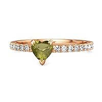 Multi Choice Your Gemstone 0.50 Cts 925 Sterling Silver Rose Gold Plated Heart Ring Unique Lovers Ring (8, peridot)