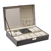 Watch Cases for Men, 8 Slots Lockable Watch Box Organizer for Men with Jewelry Organizer (Color : A, Size : 30x20x8cm)