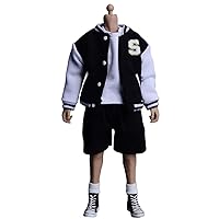 HiPlay 1/12 Scale Figure Doll Clothes: Black Baseball Coat for 6-inch Collectible Action Figure (Black)