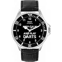 Black Keep Calm and Play Darts Batons Mens Wrist Watch 42mm Case