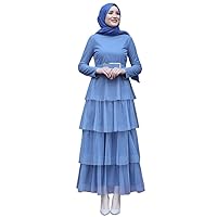 Aden Women's Muslim Abaya Dress Indigo| Hijab Ladies Long Sleeve Embroidered Evening Dresses (as1, Numeric, Numeric_8, Numeric_22, Plus, Petite, 18 US/46 EU)