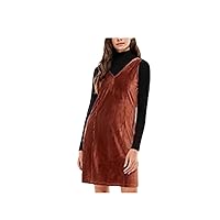 Womens Brown Ribbed Zippered Color Block Long Sleeve V Neck Above The Knee Shift Dress Juniors XS