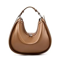 Women's Handbag - Premium Leather Crescent Dumpling Bag with Dual Zipper, Available in Three Colors