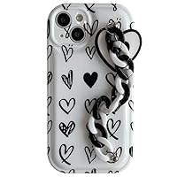 ALLUPS Graffiti Simple Sketch Love Heart Bracelet Soft Case for iPhone 14 13 12 Pro Max 11 XR X XS 7 8 Plus Wrist Phone Chain Cover,A,for iPhone X