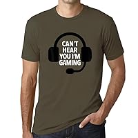 Graphic Men's Can't Hear You I'm Gaming T-Shirt Funny Esports Tee Gift Idea Military Green Gift Idea