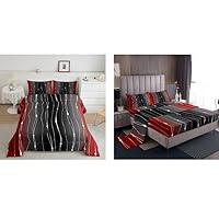 Erosebridal Black and Red Ombre Comforter Set Full + Gradient Sheet Set Full (7pcs)