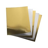 Hygloss Metallic Foil Board Stock Sheets, Arts & Crafts, Classroom Activities & Card Making, 50 Pack, 8.5 x 11-Inch, 25 Each Gold & Silver, 8.5