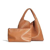 Woven Bag Vegan Leather Hobo handbags for Women, Top-handle Shoulder Tote Braided Bag Underarm Purse