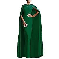 Women's Mermaid Long Formal Gown Prom Evening Dresses with Cape