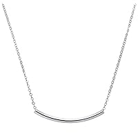 Adabele 1pc Authentic Sterling Silver Cute Crescent Moon Bar Tube Pendant Necklace Layering Jewelry Hypoallergenic Nickel Free Women Girl Birthday Gift