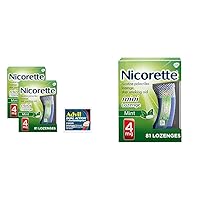 Nicorette 81 Count 4mg Mini Mint Nicotine Lozenges 2-Pack Bundle with Advil Dual Action 2 Count Coated Caplets