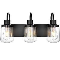YAOHONG Industrial Wall Sconce 3-Lights Modern Vanity Bathroom Lamp in Black with Bubble Glass Shades Wall Mount Light Fixtures for Hallway Kitchen Living Room