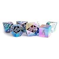 FanRoll by Metallic Dice Games 16mm Aluminum Plated Acrylic Poly Dice Set: Rainbow Aegis Uninked, Role Playing Game Dice for Dungeons and Dragons