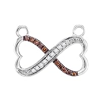 10K White Gold Chocolate Brown Diamond Infinity Heart Pendant Necklace 1/6 Ctw.