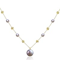 14K Filled Gold Pearl Choker Necklaces for Women, Girls(Purple)